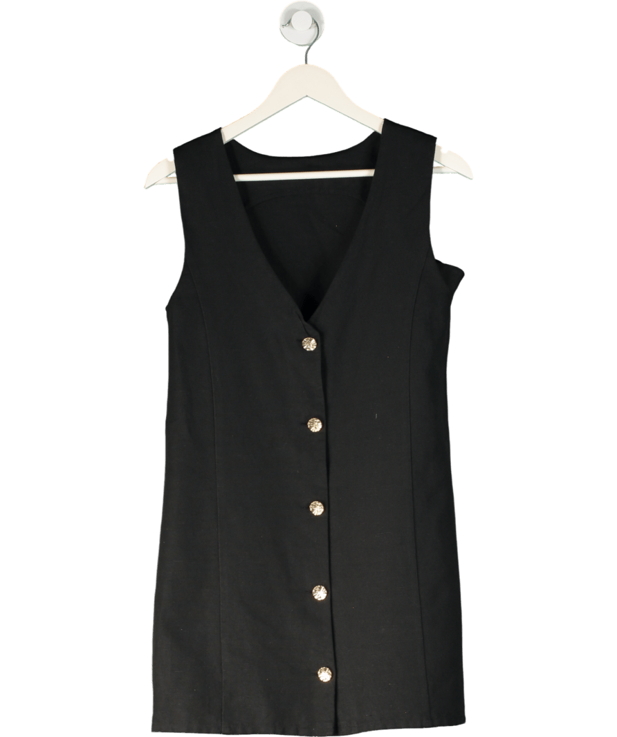 PRETTY LAVISH Black Darla Reversible Button Mini Dress UK 8 - Reliked