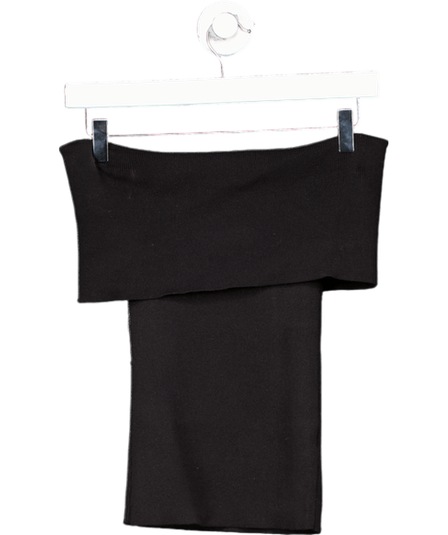 PRETTY LAVISH Black Off - shoulder Knitted Top UK XS - Reliked