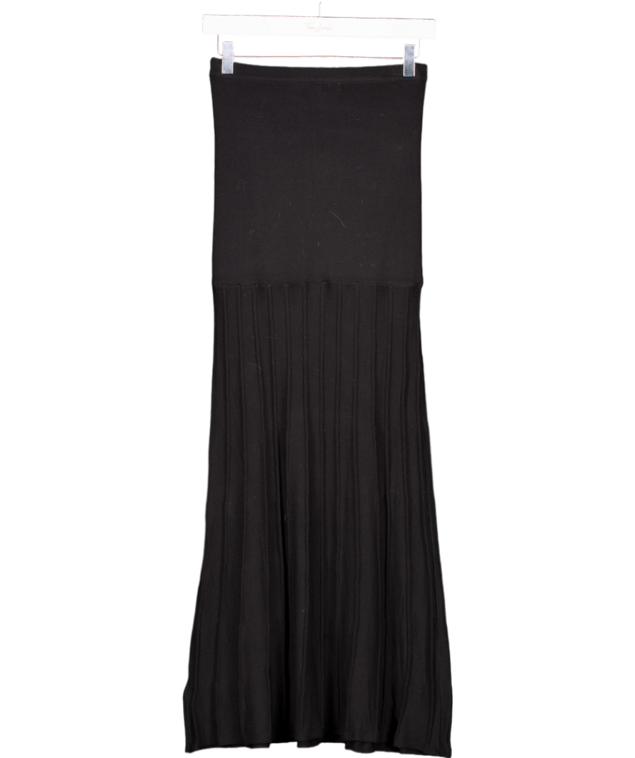 PRETTY LAVISH Black Pleated Knit Maxi Skirt UK XS - Reliked