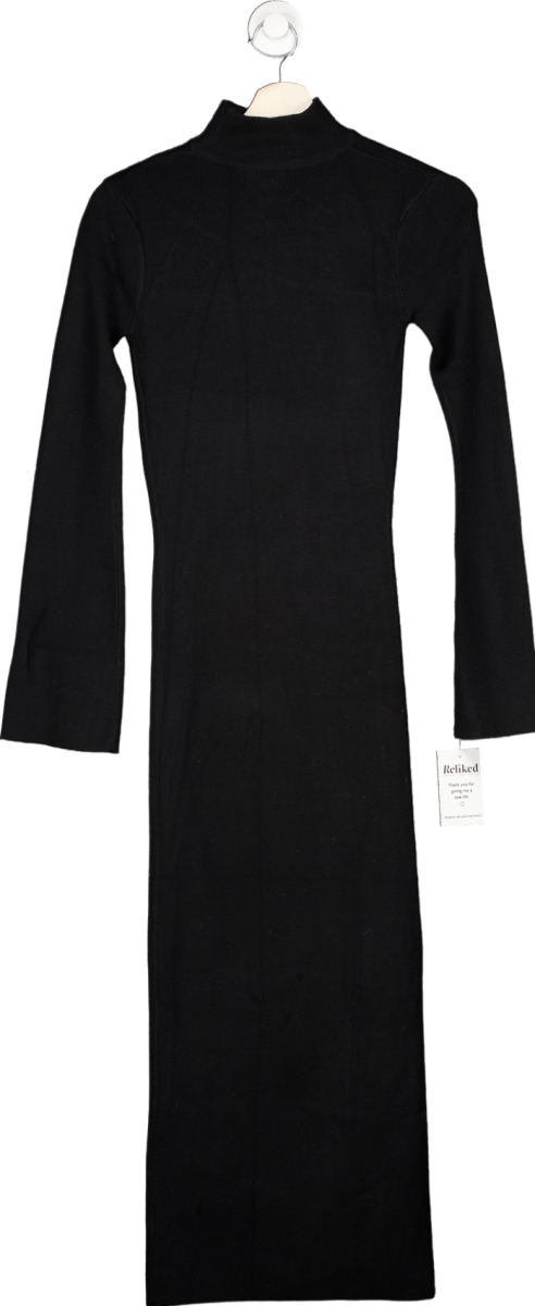 Pretty Lavish Black Ribbed Knit Midi Dress XS - Reliked