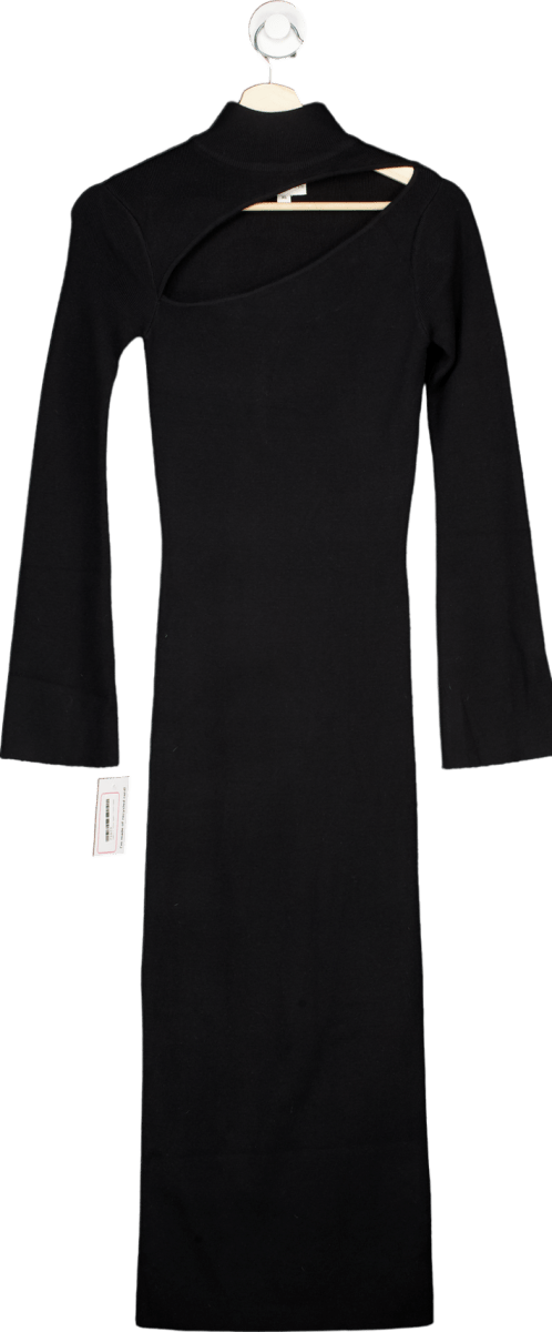 Pretty Lavish Black Ribbed Knit Midi Dress XS - Reliked