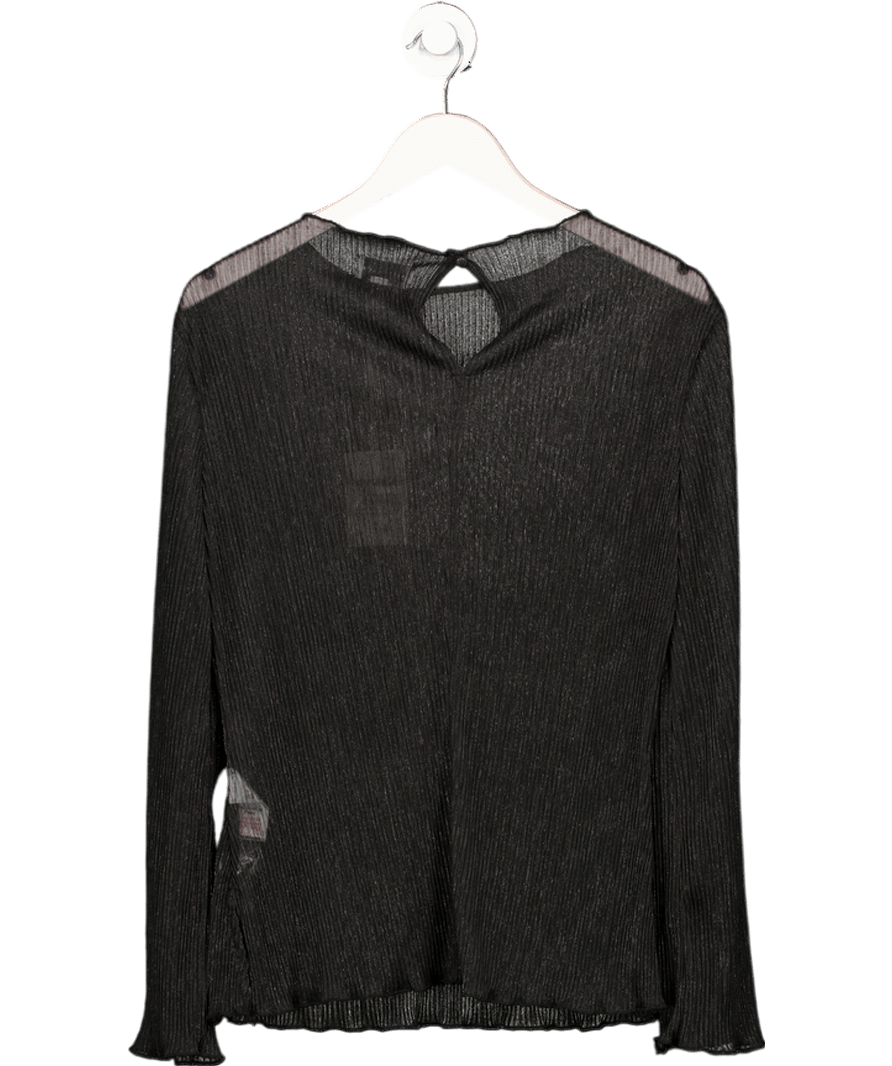 PRETTY LAVISH Black Sheer Plisse Top UK 12 - Reliked