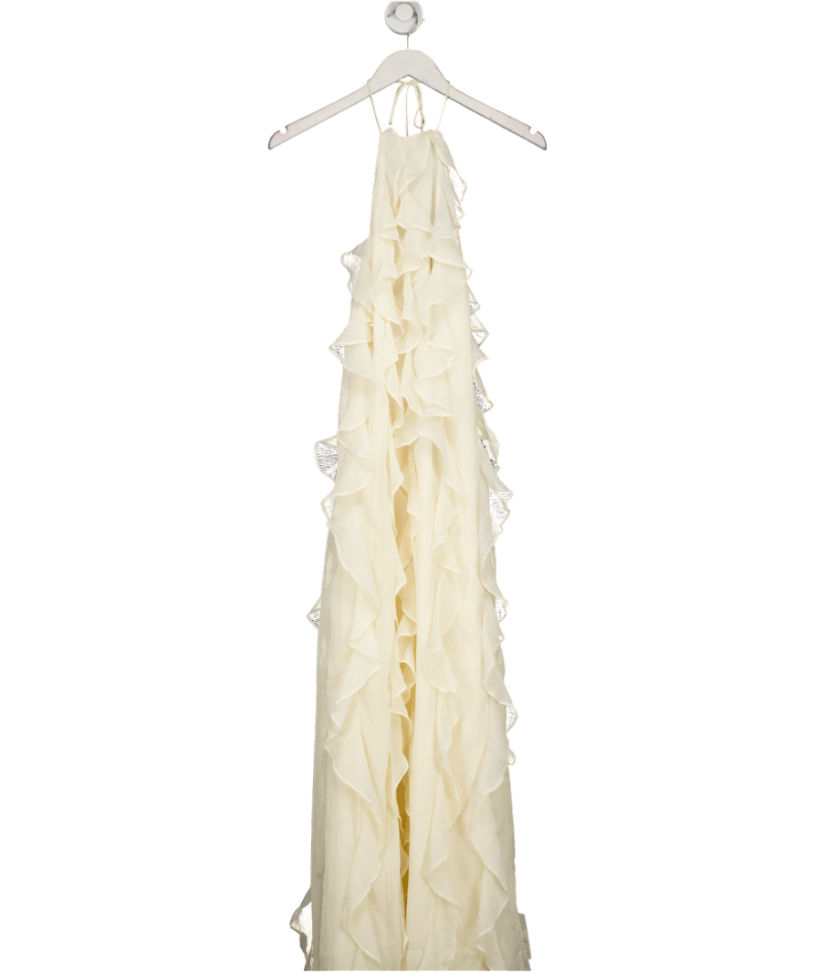 PRETTY LAVISH Cream Kelsey Ruffle Maxi Dress UK 6 - Reliked