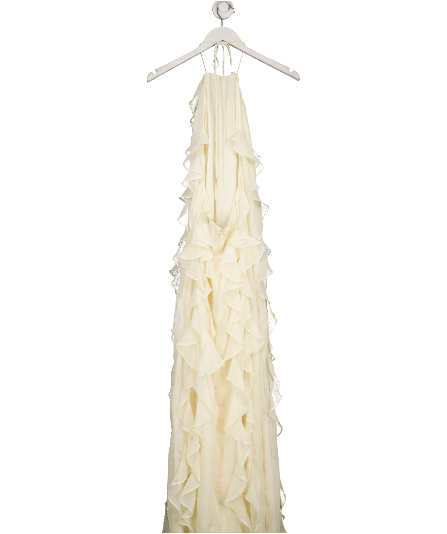 PRETTY LAVISH Cream Kelsey Ruffle Maxi Dress UK 6 - Reliked