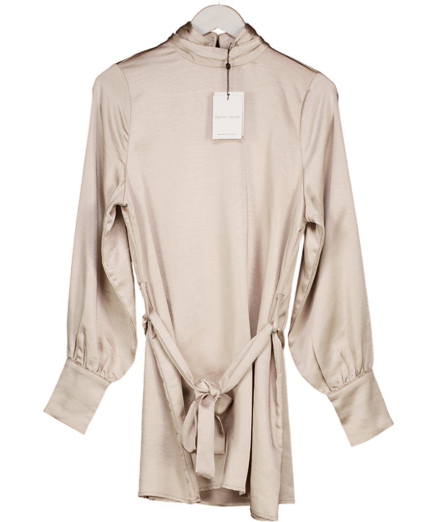 PRETTY LAVISH Cream Leah Smock Dress UK XS - Reliked