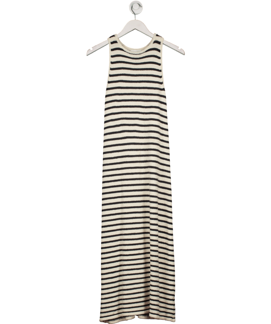 PRETTY LAVISH Cream Ocean Stripe Knit Midaxi Dress UK S - Reliked