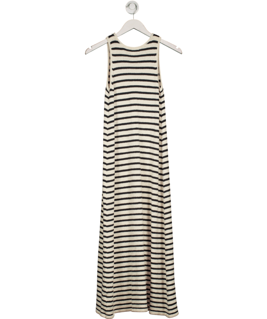 PRETTY LAVISH Cream Ocean Stripe Knit Midaxi Dress UK S - Reliked