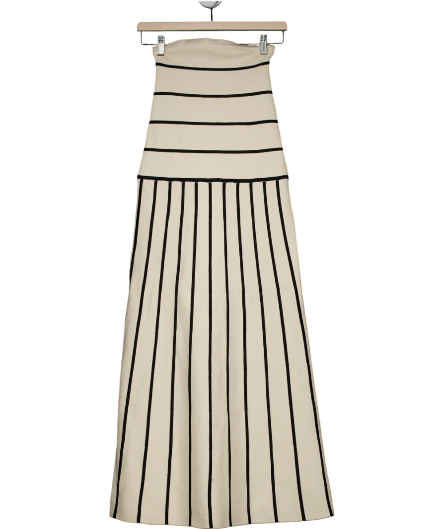 PRETTY LAVISH Cream Serena Bandeau Contrast Stripe Knit Midaxi Dress UK S - Reliked