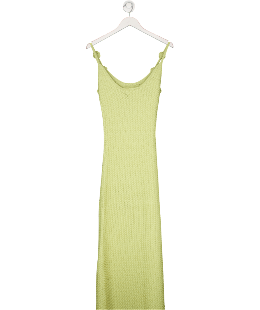 PRETTY LAVISH Green Astrid Rosette Sleeve Knit Maxi Dress UK XS - Reliked