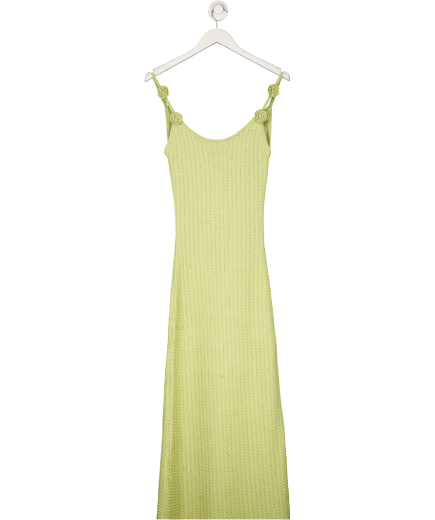 PRETTY LAVISH Green Astrid Rosette Sleeve Knit Maxi Dress UK XS - Reliked