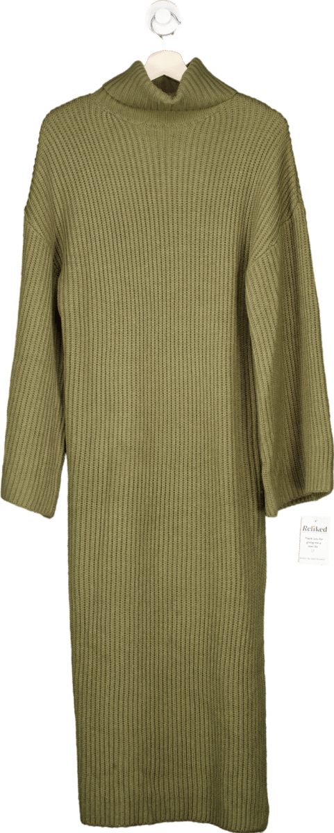 Pretty Lavish Khaki Green Knitted Midi Dress XS - Reliked