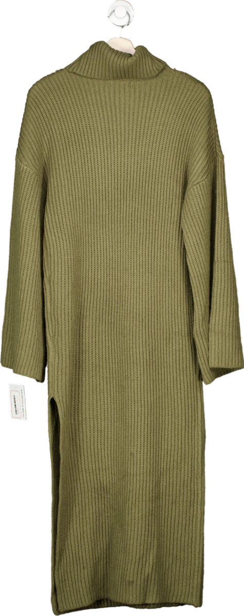 Pretty Lavish Khaki Green Knitted Midi Dress XS - Reliked