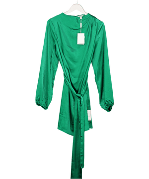PRETTY LAVISH Maya Metallic Mini Dress - Emerald Green UK 12
