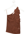 PRETTY LAVISH Megan Crochet Flower Top In Brown UK XS - Reliked