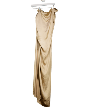 PRETTY LAVISH Metallic Amelia Ruched Maxi Bridesmaid Dress UK 12