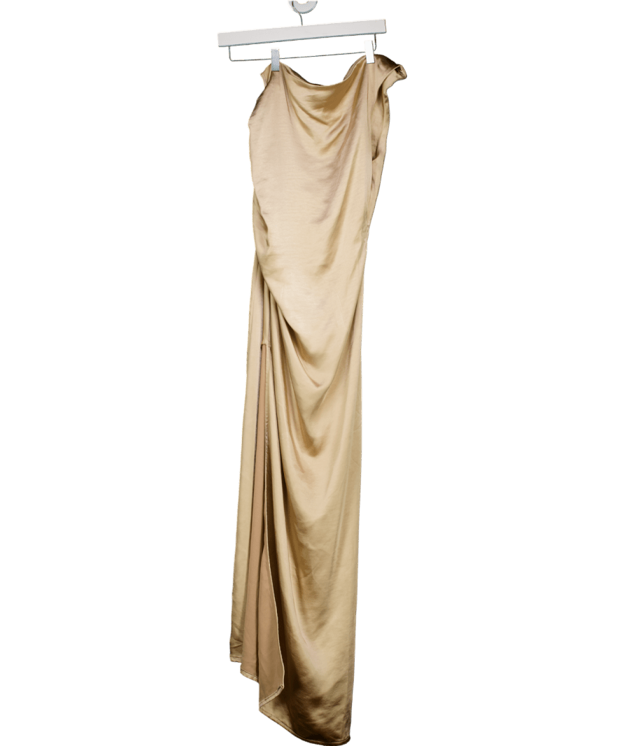 PRETTY LAVISH Metallic Amelia Ruched Maxi Bridesmaid Dress UK 12 - Reliked