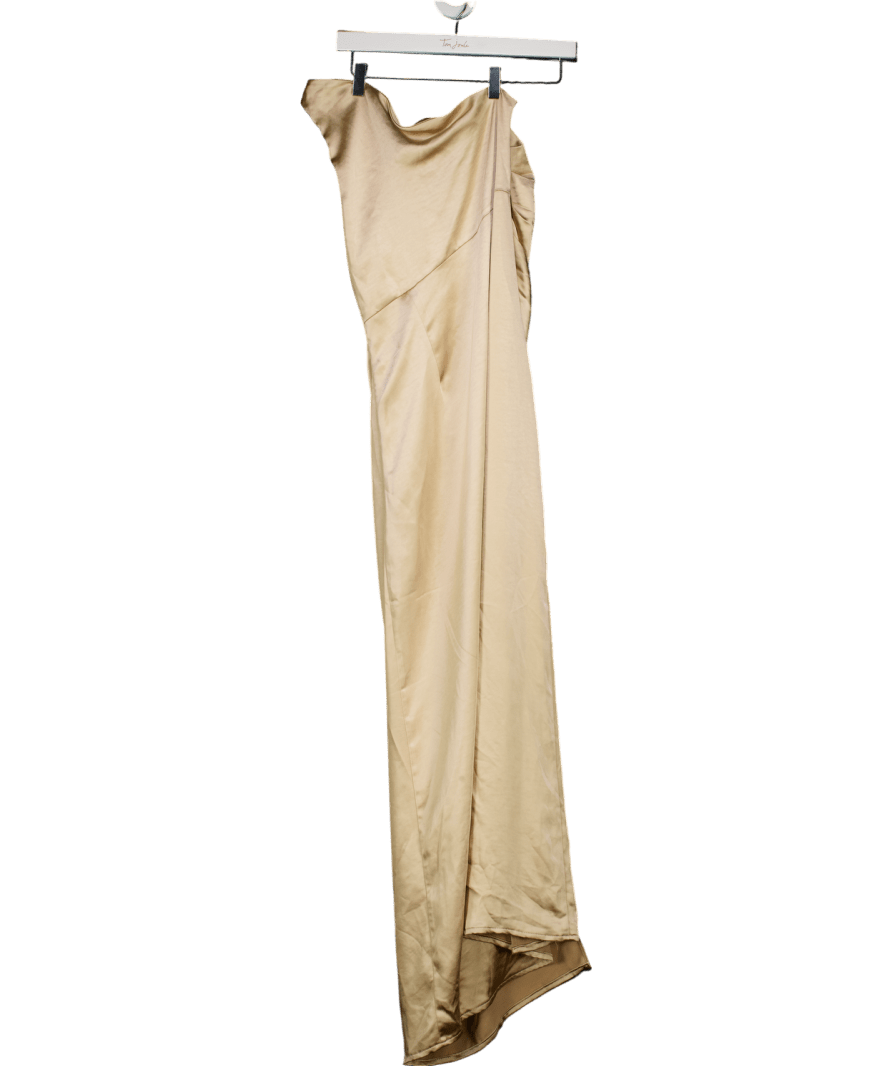 PRETTY LAVISH Metallic Amelia Ruched Maxi Bridesmaid Dress UK 12 - Reliked