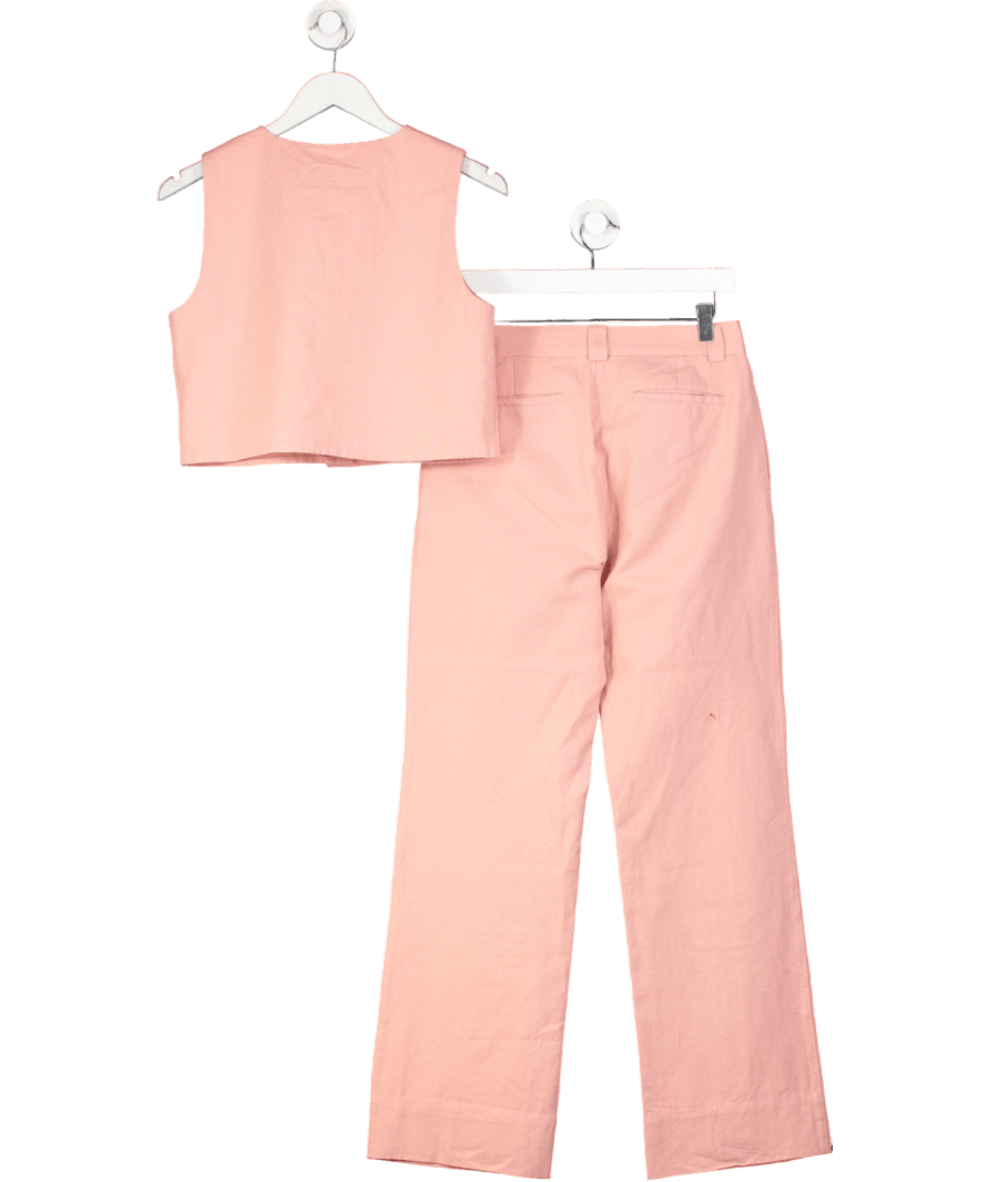PRETTY LAVISH Pink 2 - piece Blair Linen Blend Straight Leg Trousers And Waistcoat Top Set UK 8 - Reliked