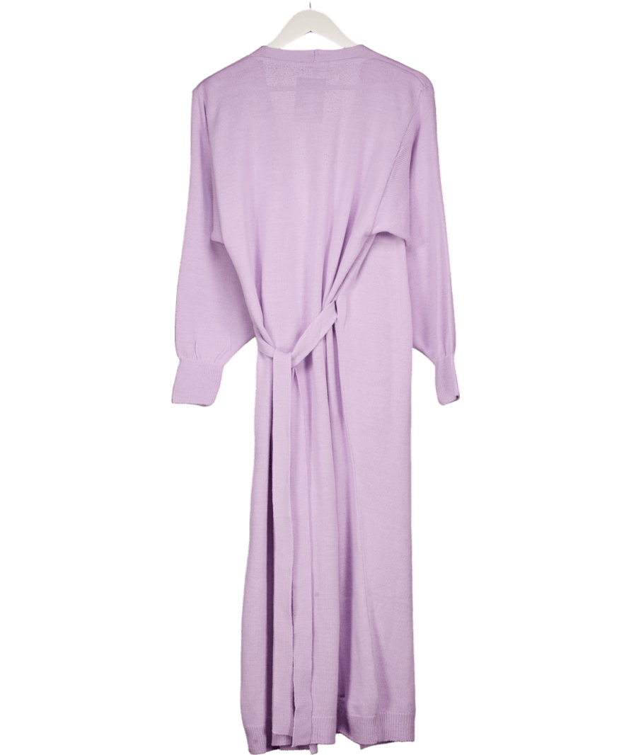 PRETTY LAVISH Purple Kinsley Ribbed Wrap Dress UK S/M - Reliked