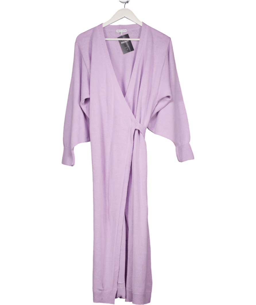 PRETTY LAVISH Purple Kinsley Ribbed Wrap Dress UK S/M - Reliked