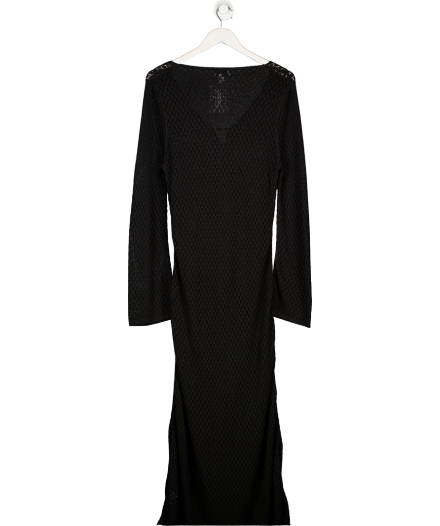 PRETTY LAVISH Rochet Knit Midaxi Dress In Black UK M - Reliked