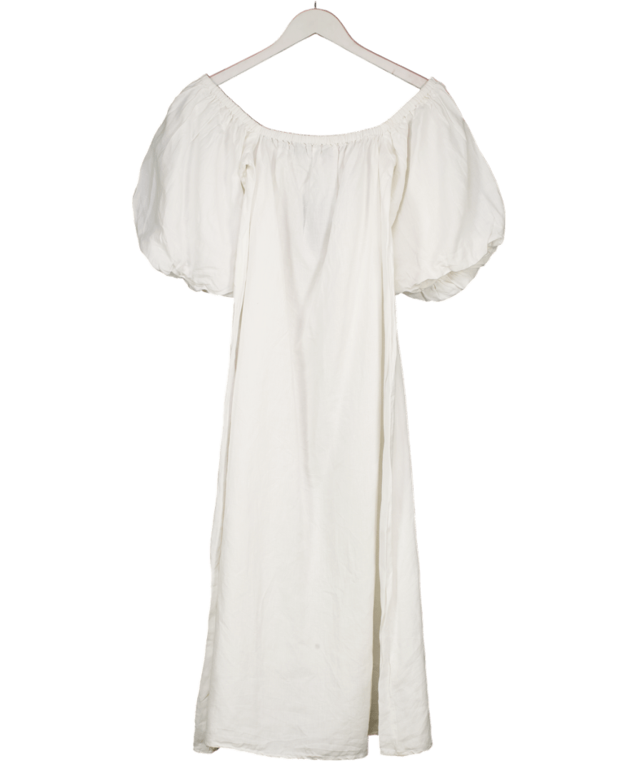 PRETTY LAVISH White Balloon Sleeve Smock Dress UK S - Reliked