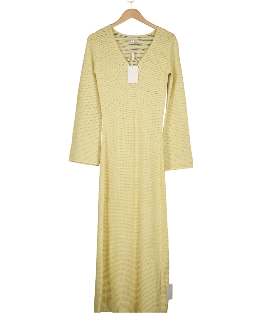 PRETTY LAVISH Yellow Riviera Hardware Knit Midaxi Dress UK S - Reliked