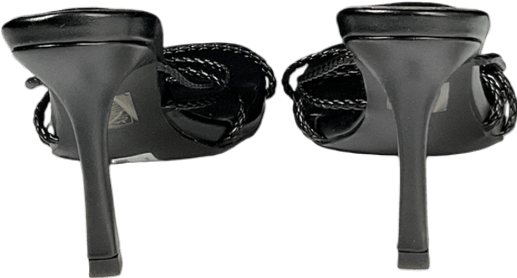 PrettyLittleThing Black Pu Braided Strap Heeled Mule UK 7 EU 40 👠 - Reliked