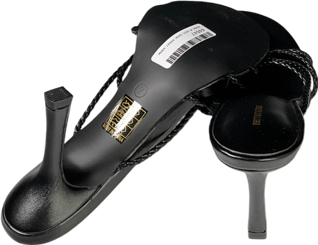 PrettyLittleThing Black Pu Braided Strap Heeled Mule UK 7 EU 40 👠 - Reliked