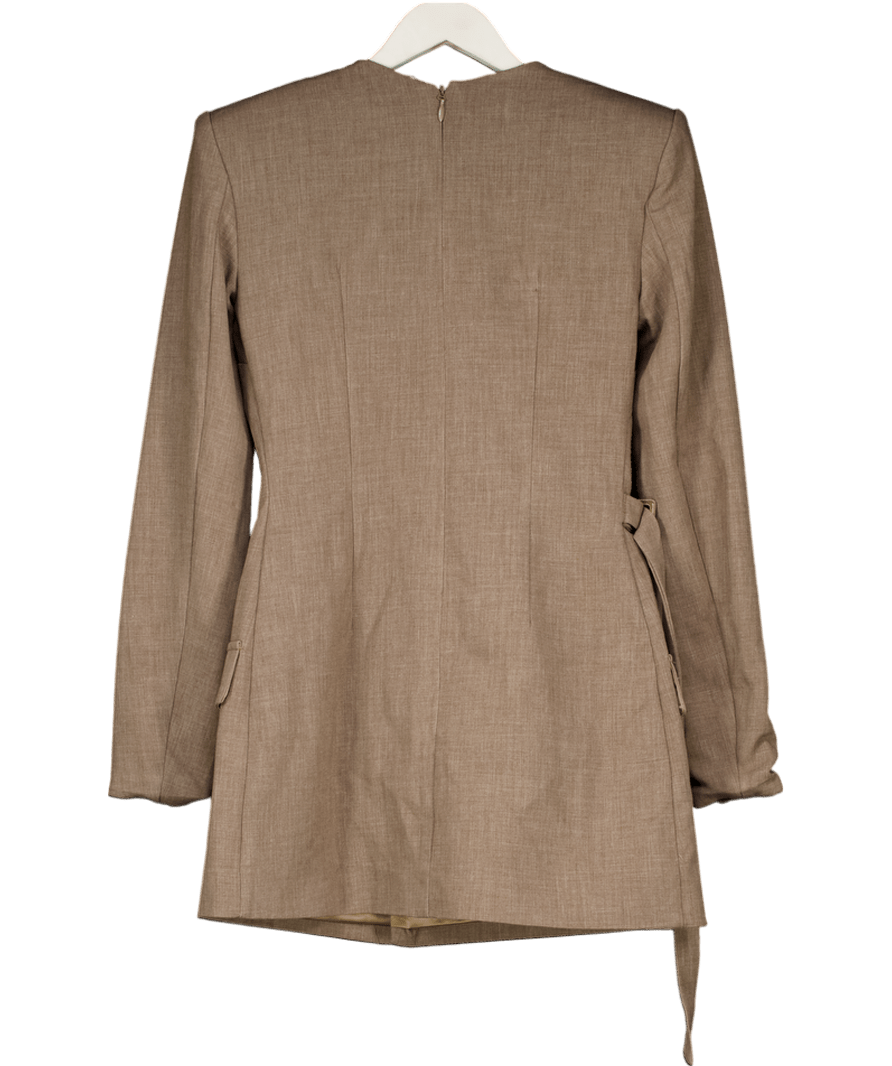 PrettyLittleThing Brown Asymmetrical Cut Out Blazer Dress UK 8 - Reliked