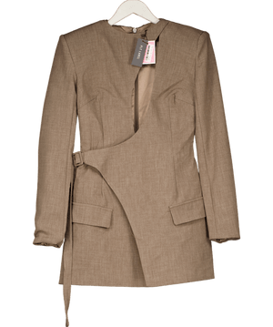 PrettyLittleThing Brown Asymmetrical Cut Out Blazer Dress UK 8