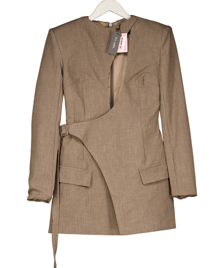 PrettyLittleThing Brown Asymmetrical Cut Out Blazer Dress UK 8 - Reliked