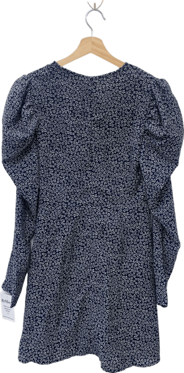 PrettyLittleThing Navy Floral Mini Dress UK 10 - Reliked