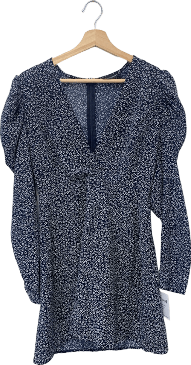 PrettyLittleThing Navy Floral Mini Dress UK 10 - Reliked