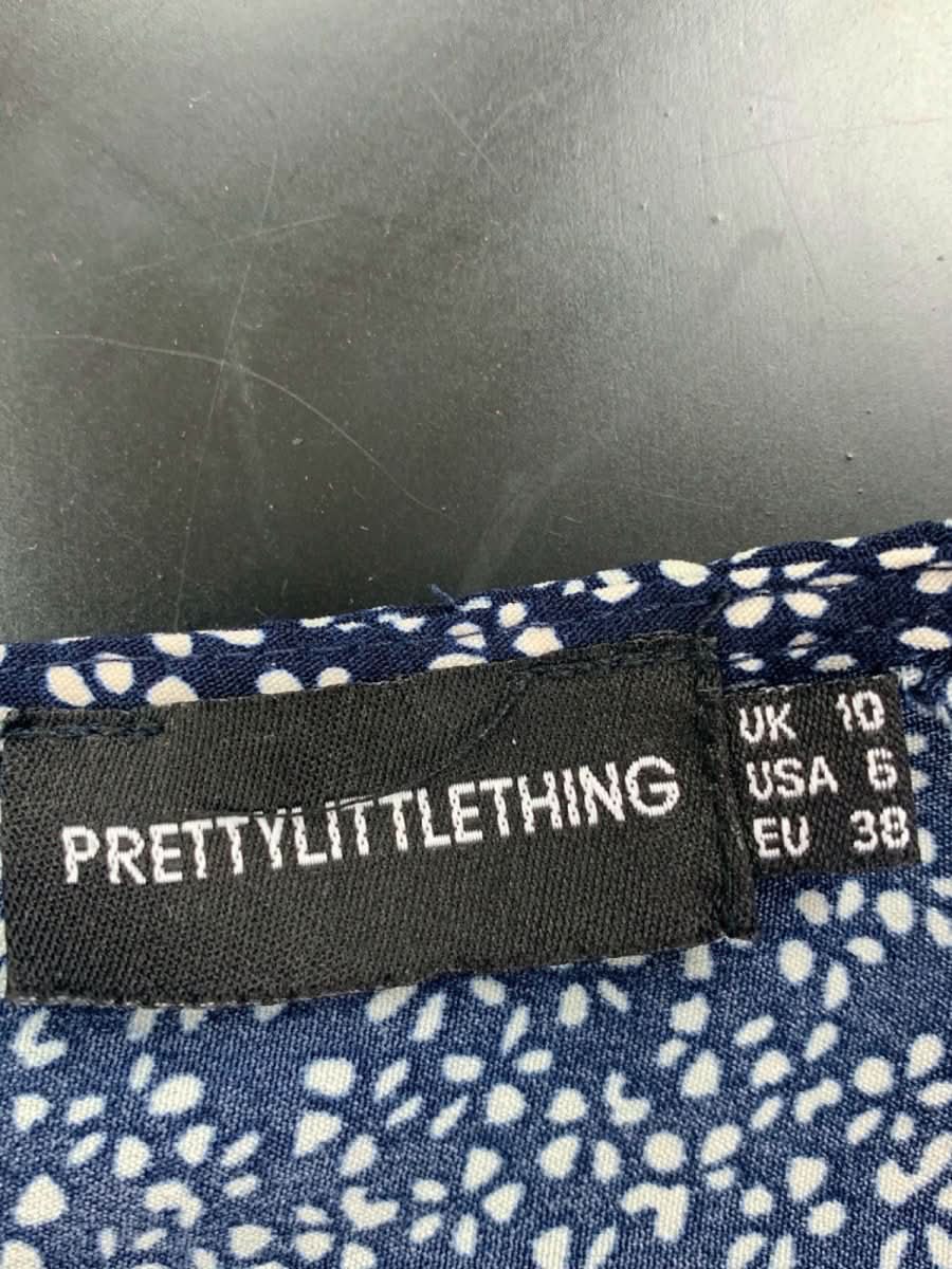 PrettyLittleThing Navy Floral Mini Dress UK 10 - Reliked