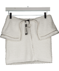 PrettyLittleThing White Fluffy Knit Mini Skirt UK S - Reliked