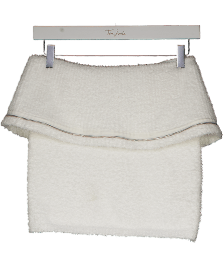 PrettyLittleThing White Fluffy Knit Mini Skirt UK S - Reliked