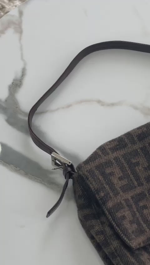 Fendi Brown Zucca Monogram Mama Baguette Shoulder Bag One Size