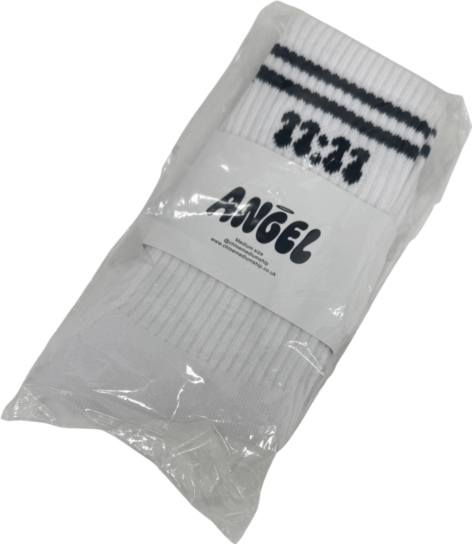 Problem - photos White 11:11 Angel Number Socks UK M - Reliked