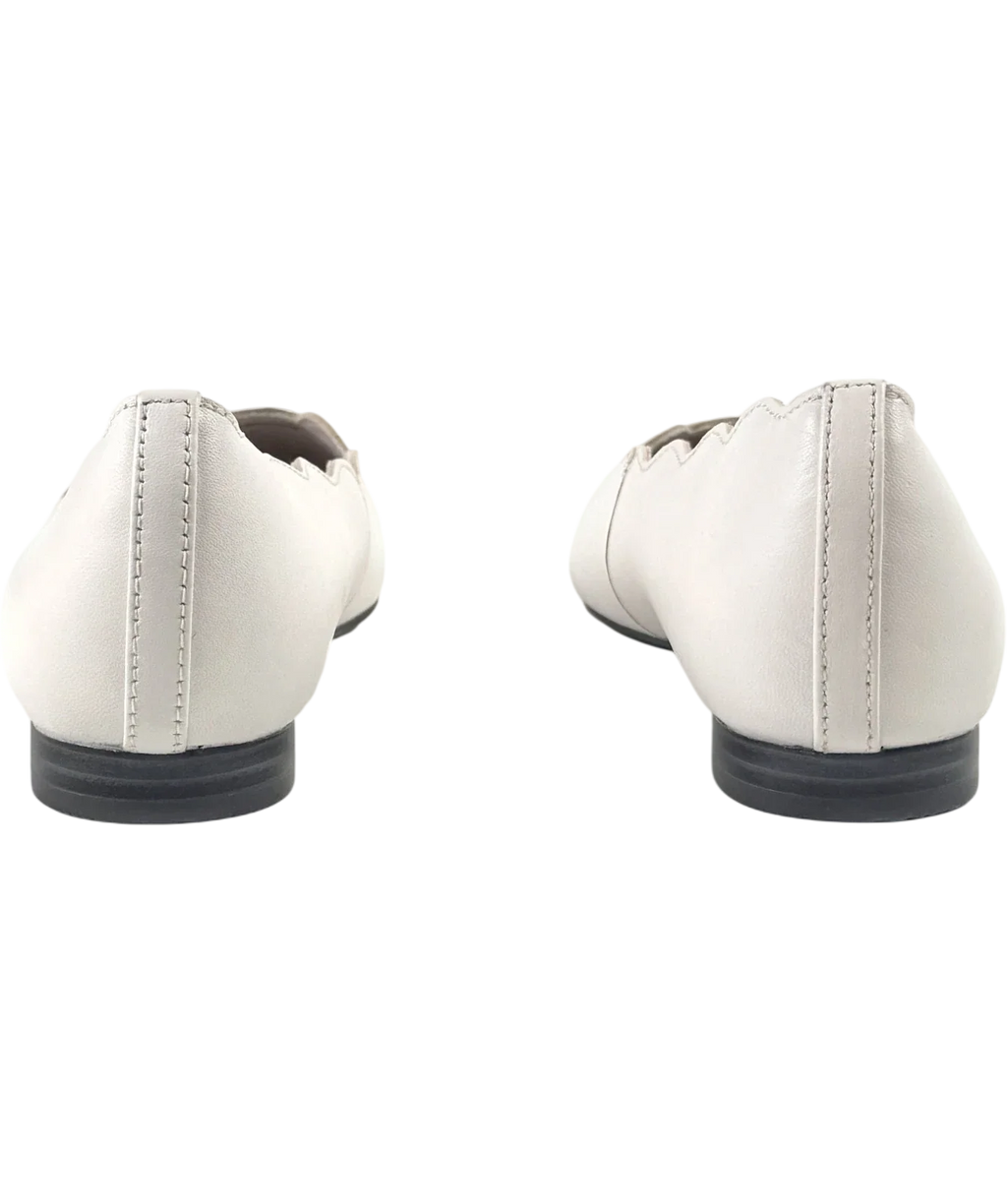 M&S White Collection Wide Fit Leather Ballet Pumps, UK 6 EU 39