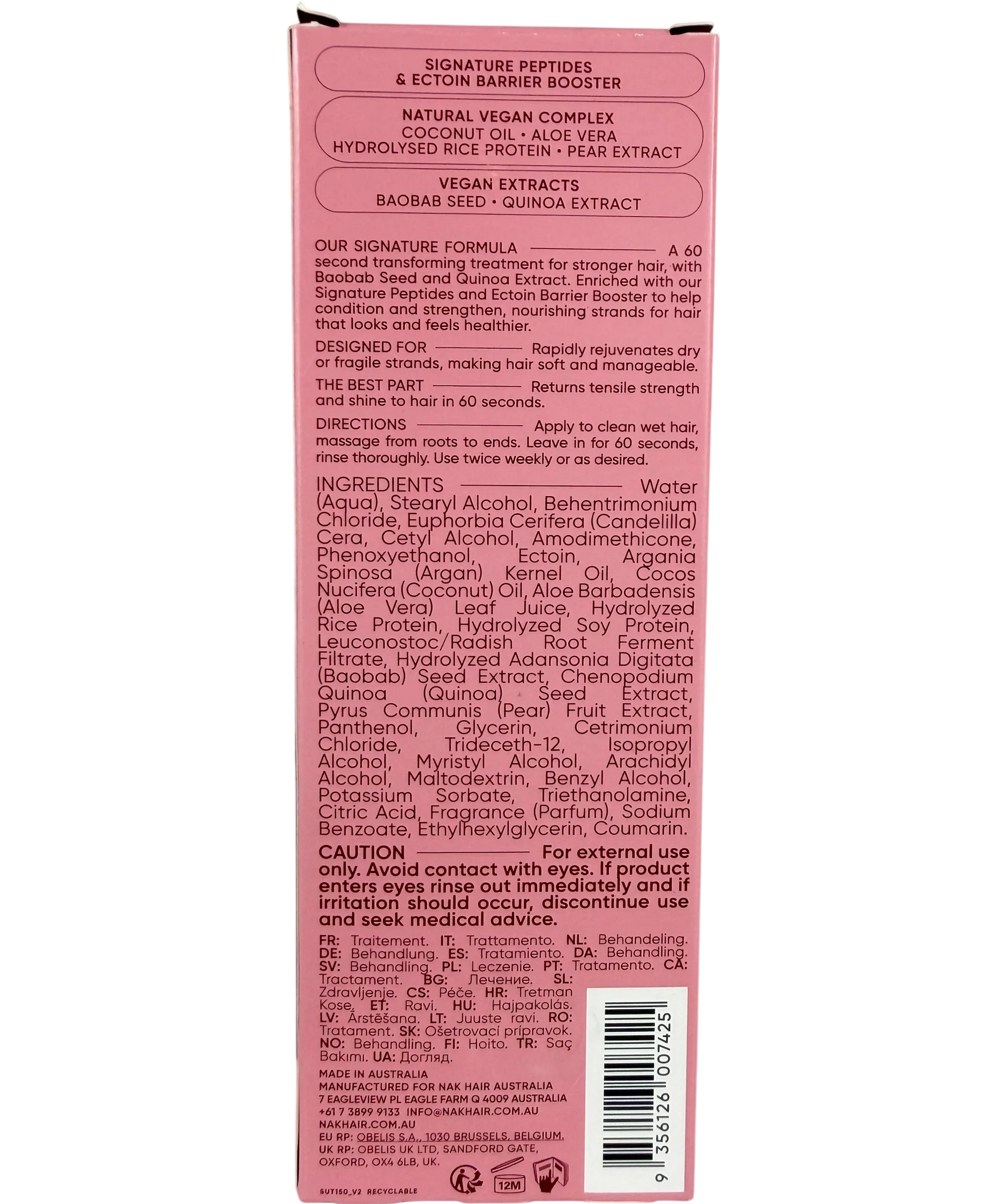 Nak Hair Ultimate Treatment - 60 Second Repair 150ml