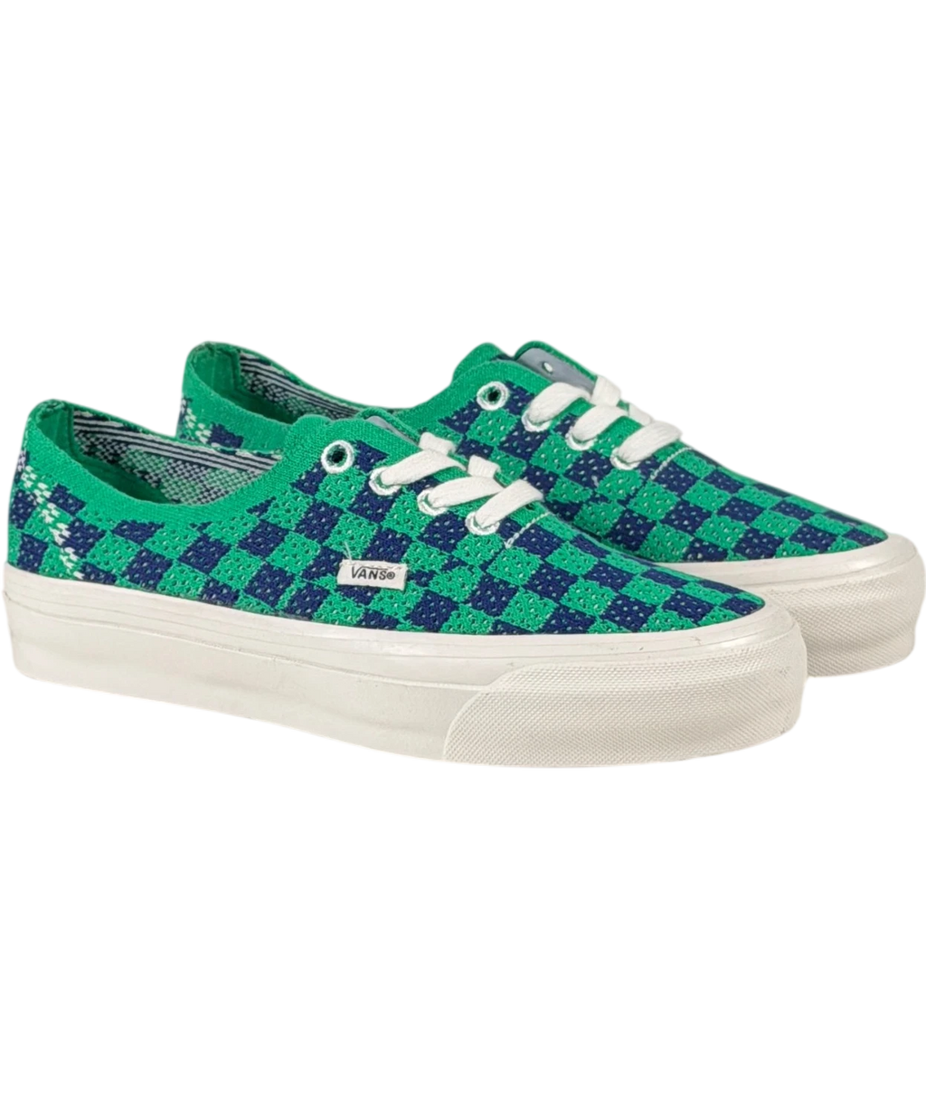 VANS Premium Authentic 44 Ek Punk Check Green & Navy Sneakers UK 3 EU 36
