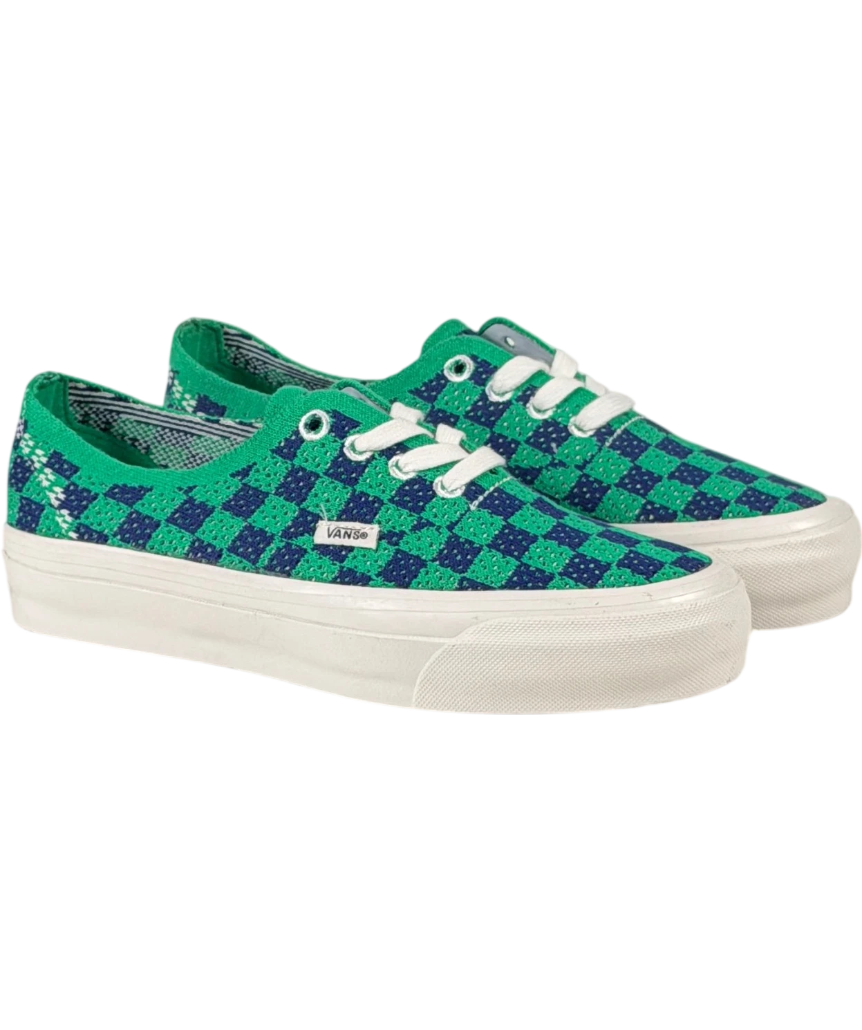 VANS Premium Authentic 44 Ek Punk Check Green & Navy Sneakers UK 3 EU 36