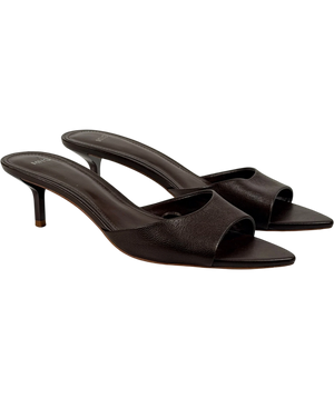 MANGO Brown Textured Kitten Heel Mules UK 5 EU 38