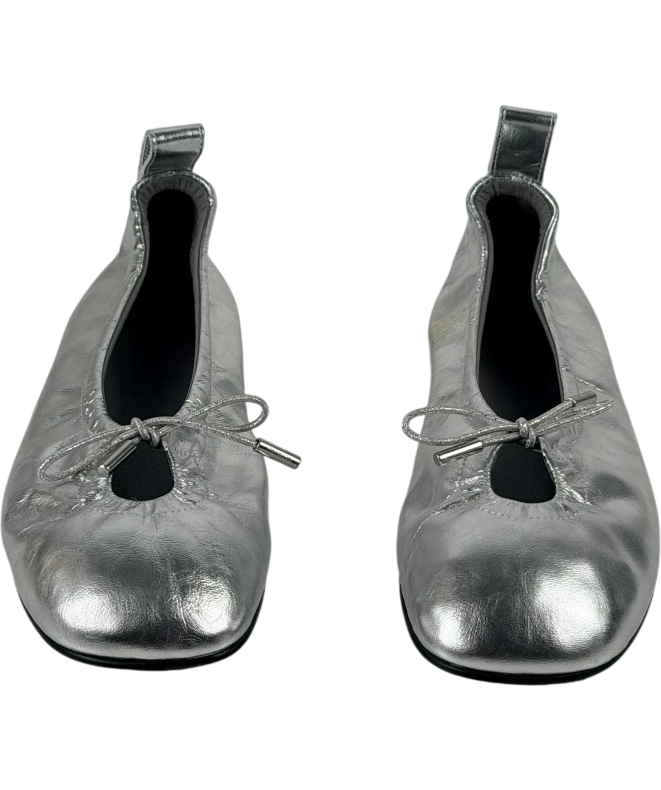 alohas Rosalind Shimmer Metallic Silver Leather Ballet Flats UK 6 EU 39