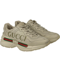 GUCCI Cream Logo Rhyton Leather Trainers UK 3.5 EU 36.5