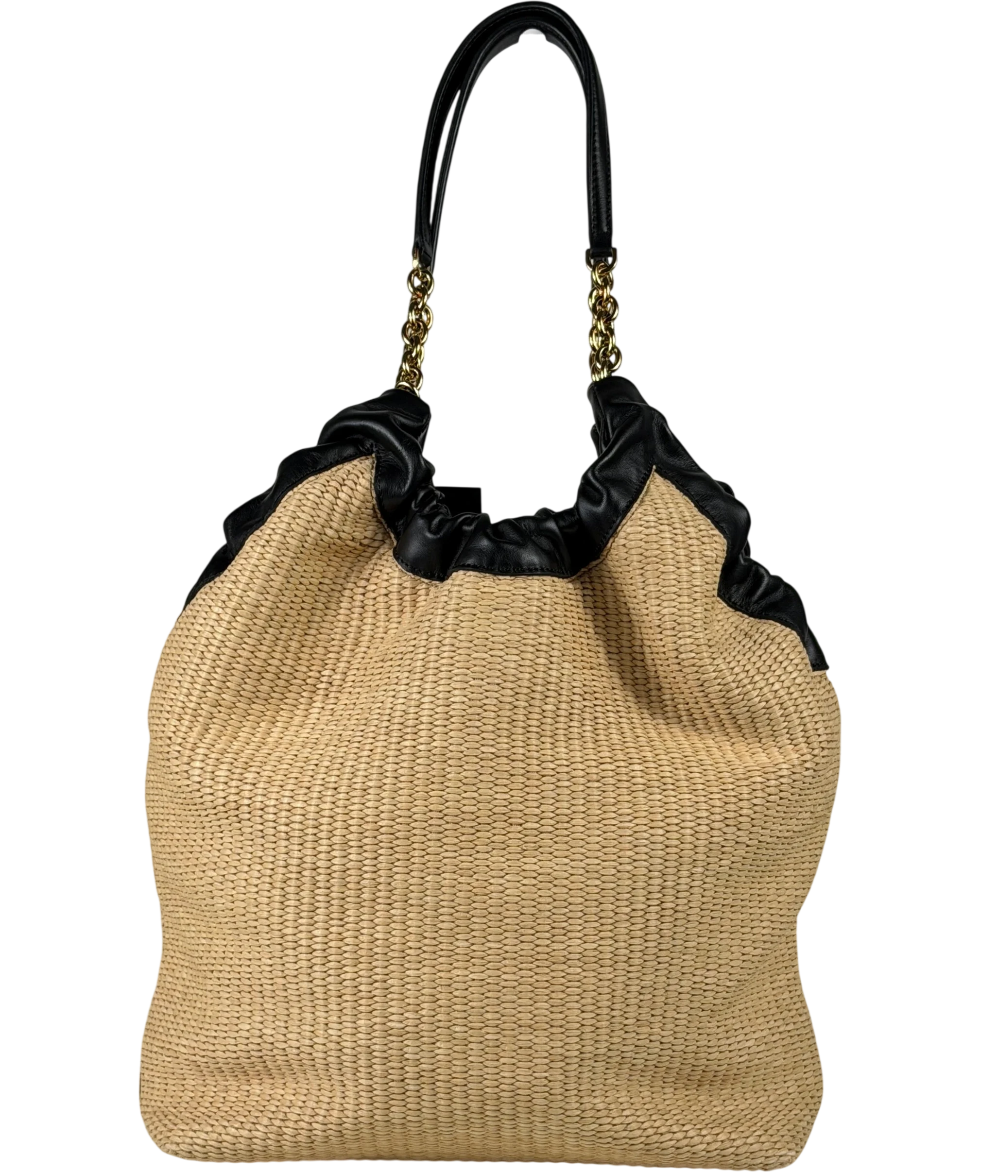 DeMellier London Beige Natural Miami Leather-trimmed Raffia Tote Bag One Size