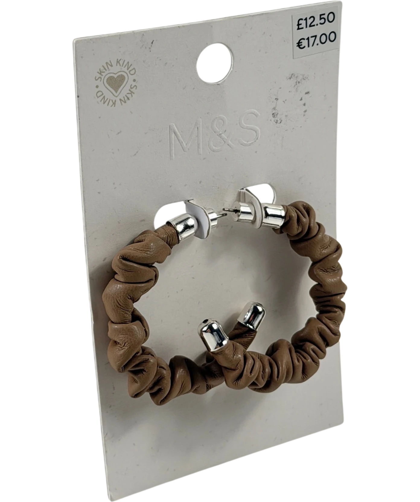 M&S Collection Skin Kind Ruched Beige Hoop Earrings One Size