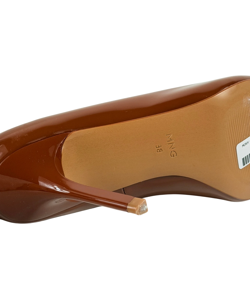 MANGO Patent Stiletto Heel Pumps In Terracotta Brown UK 5 EU 38