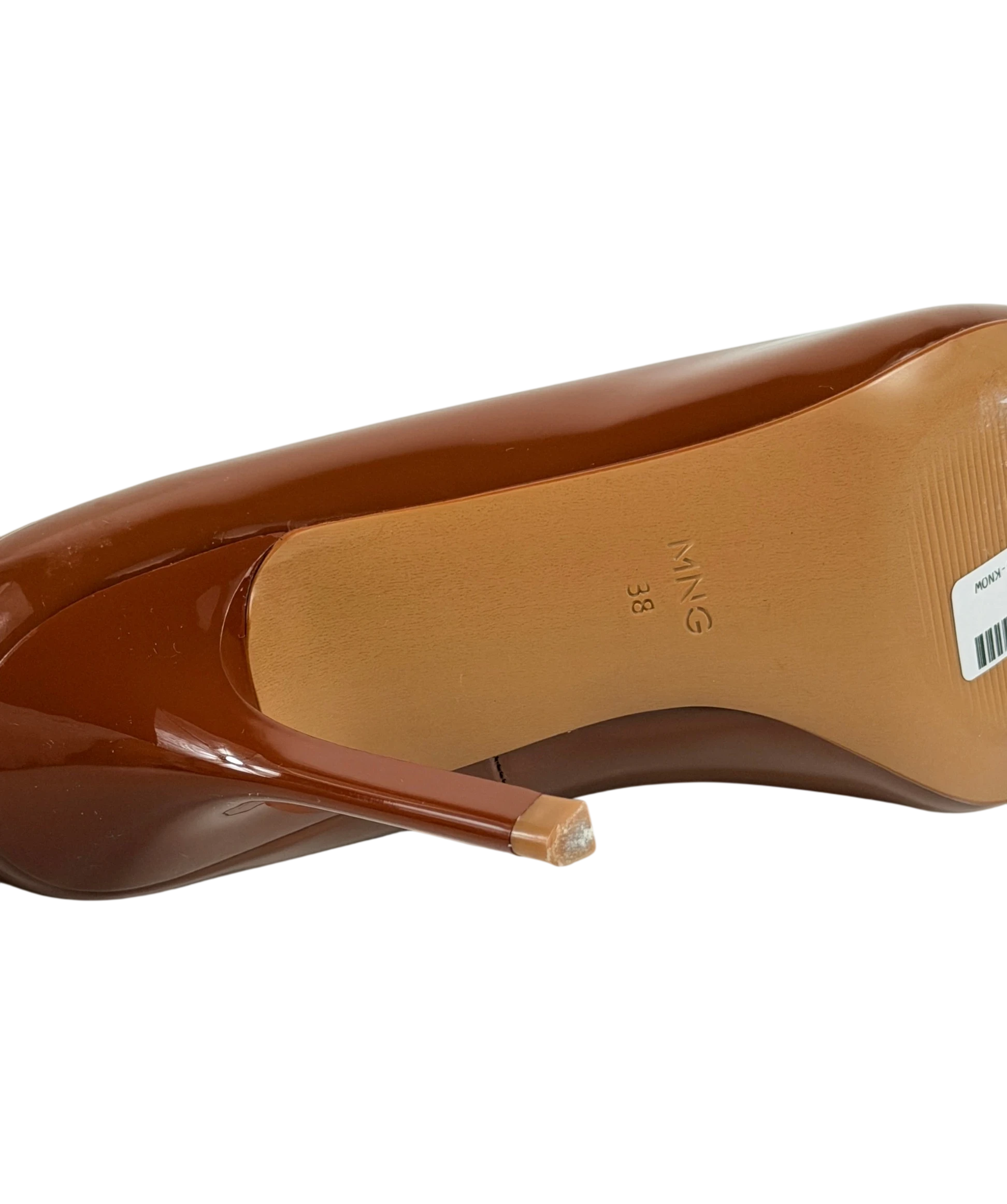 MANGO Patent Stiletto Heel Pumps In Terracotta Brown UK 5 EU 38